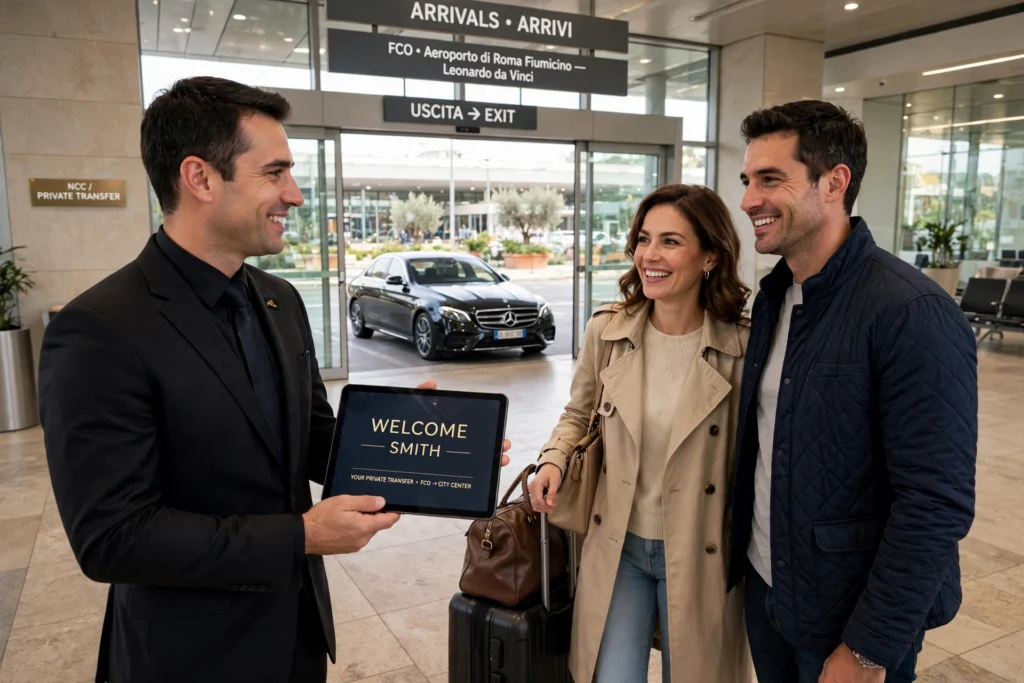 Private Rome Airport Transfer Fiumicino Meet and Greet Inside Terminal